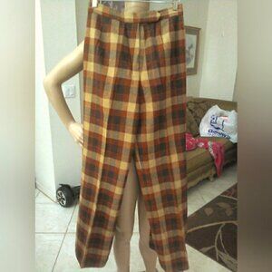 VINTAGE FAB LUX. Evan Picone PLAID BROWNS Classic Style SZ. SM (100% WOOL) LINED